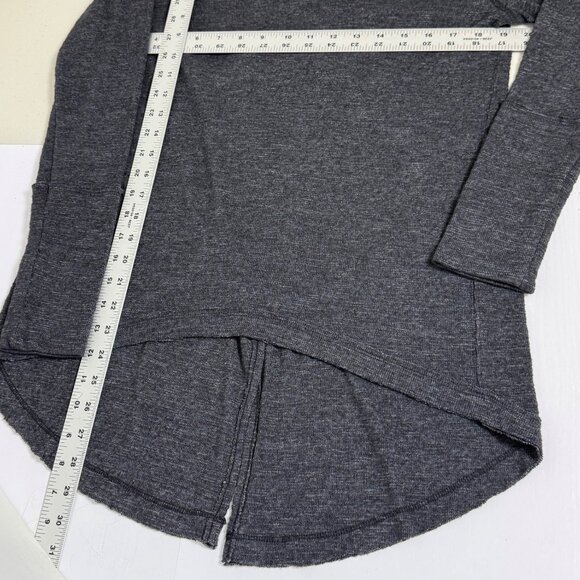 We The Free People Sweater Womens Sz L Charcoal Split Back Cowl Neck Knit Top - Picture 7 of 11